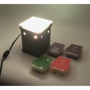 SCENTSY Mineral Rock Grey Slate Glass Full Size Warmer Retired plus 4 Wax Melts